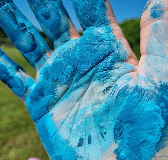 hand-verf-blauw